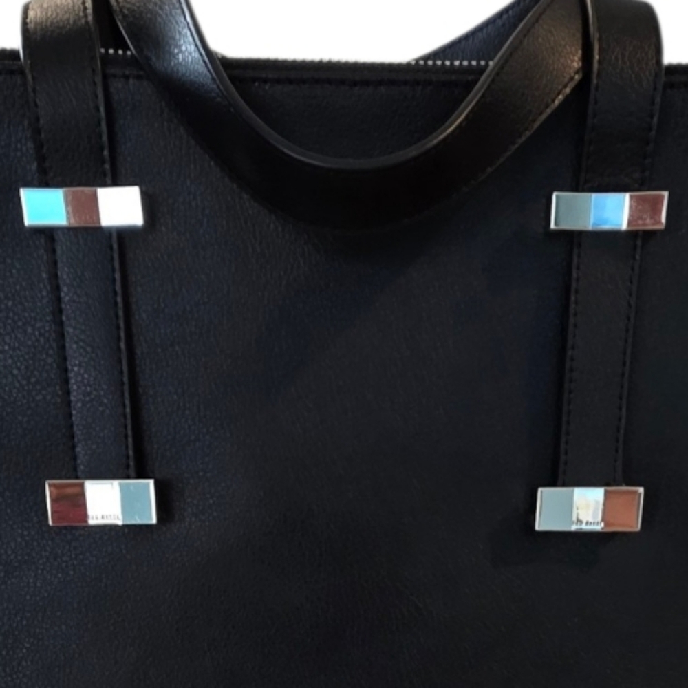 Ted Baker Alexiis Leather Tote Bag Adjustable Straps Double Zip Bow Detail - Picture 7 of 16
